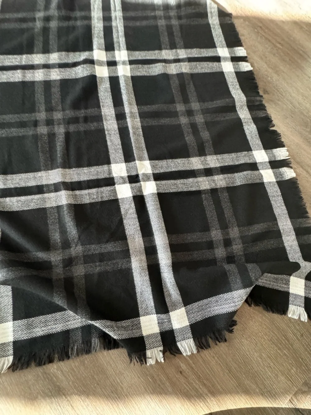 Just Cozy Blanket Scarf - Black and White Plaid, NWT